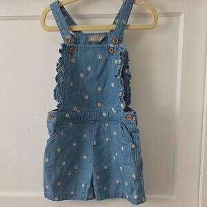 French Blue Denim Kids Overalls Floral Print  - bout'chou with Floral Print